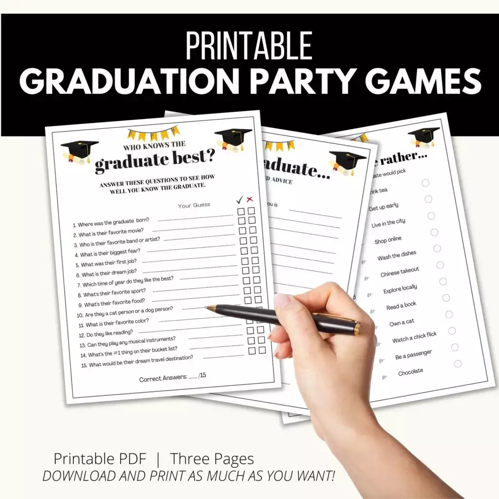Printable Graduation Party Games