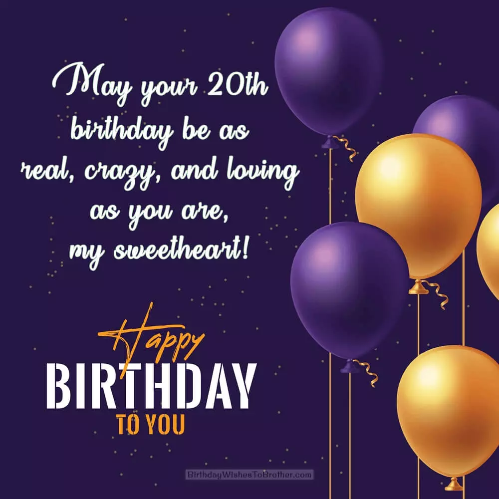 Sweet 20th Birthday Wishes