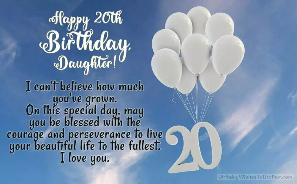 20th Birthday Wishes for Daughter