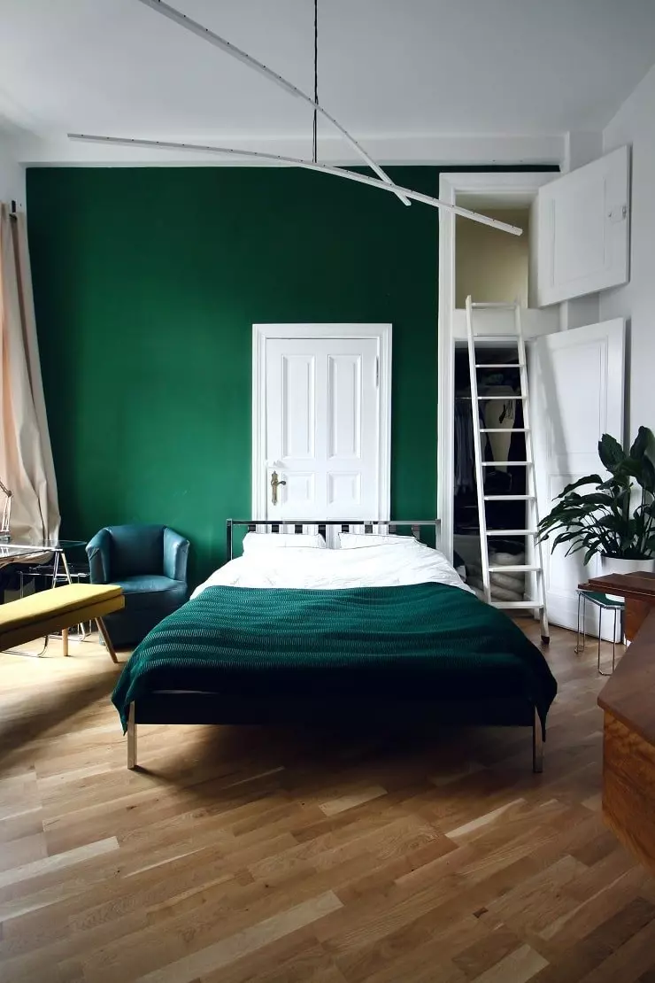 Sage Green Bedroom With Panel Green Molding