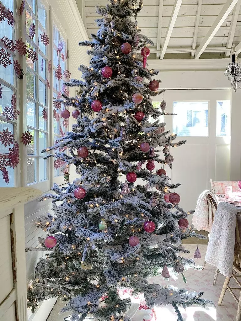 Pink Christmas Tree and Pink Snowflakes