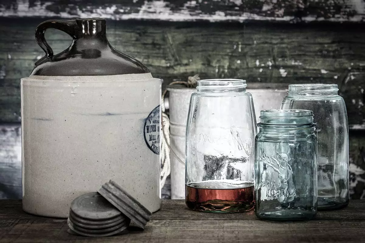 Moonshine in Mason jars