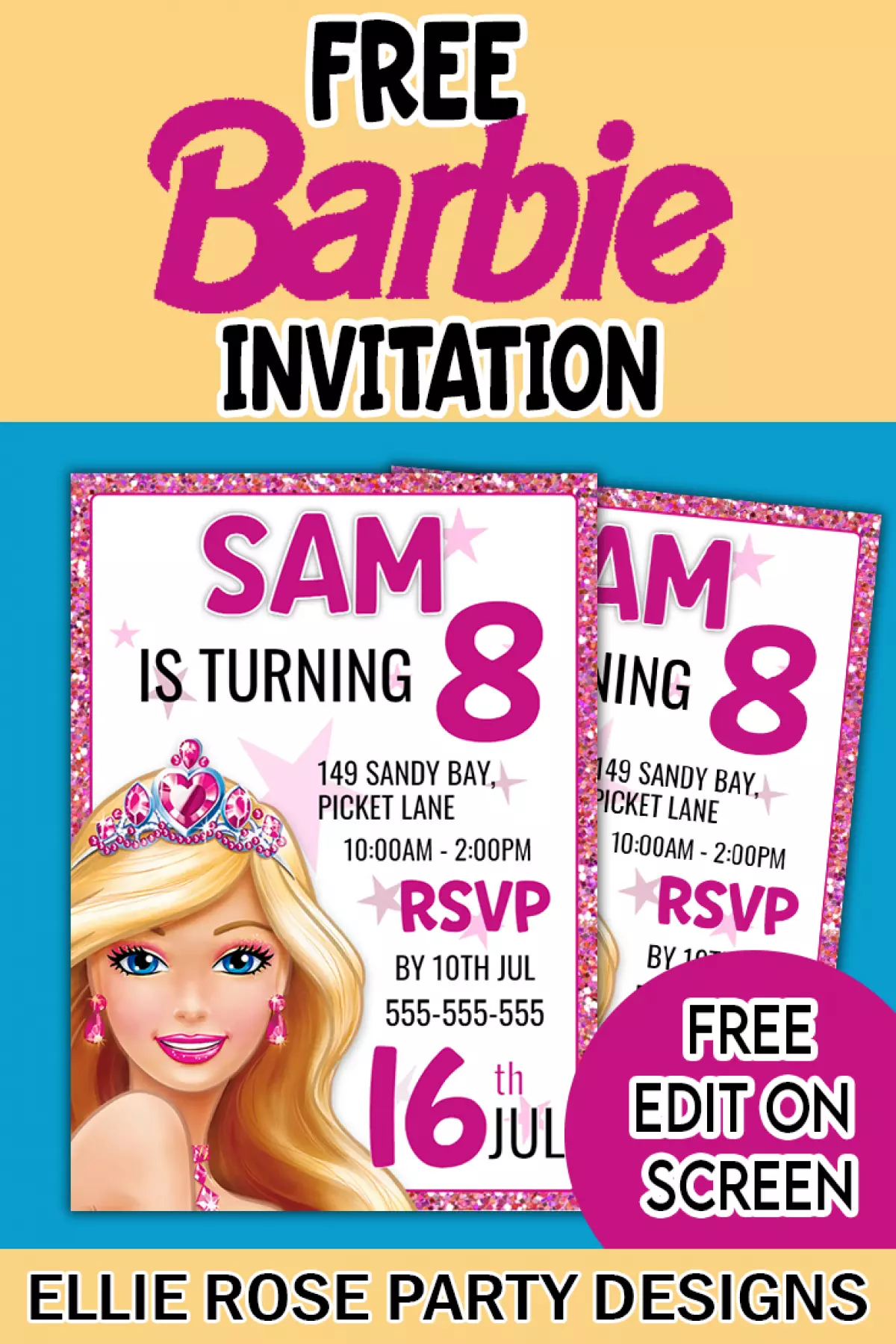 Barbie birthday invitation