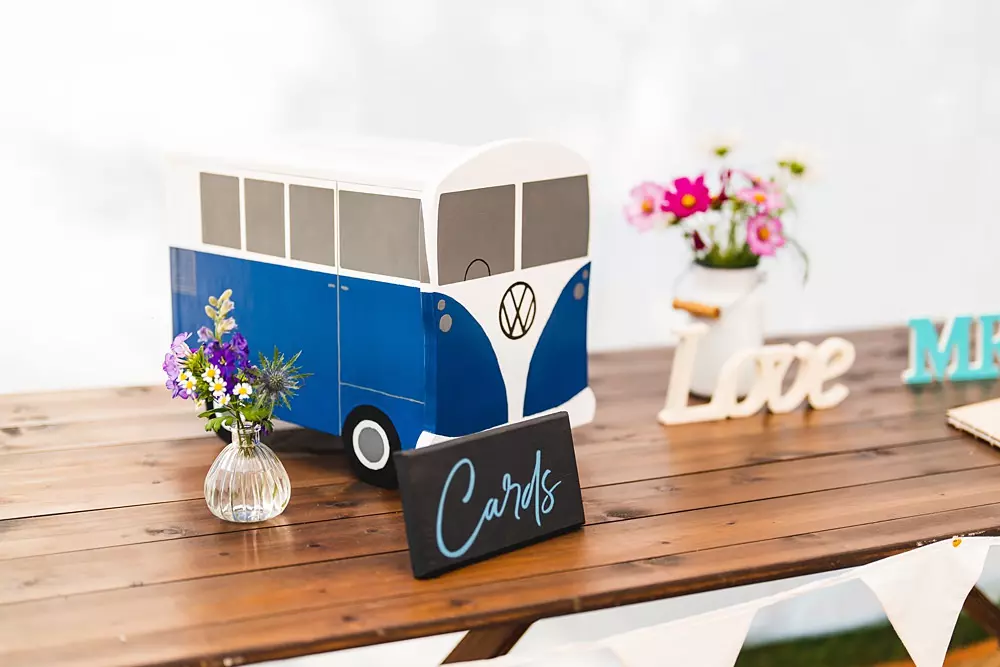 Wedding Post Box Card Idea Mini Campervan Daniel Lightening Photography