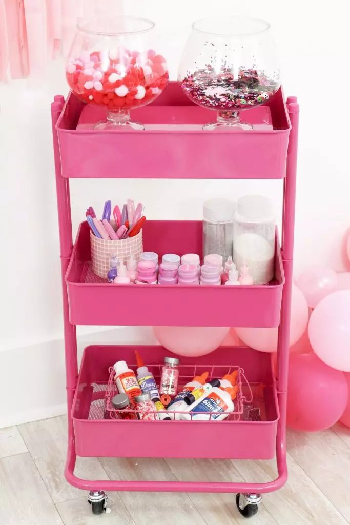 Fern and Maple’s Craft Cart Storage for a Valentine’s Day Craft Party