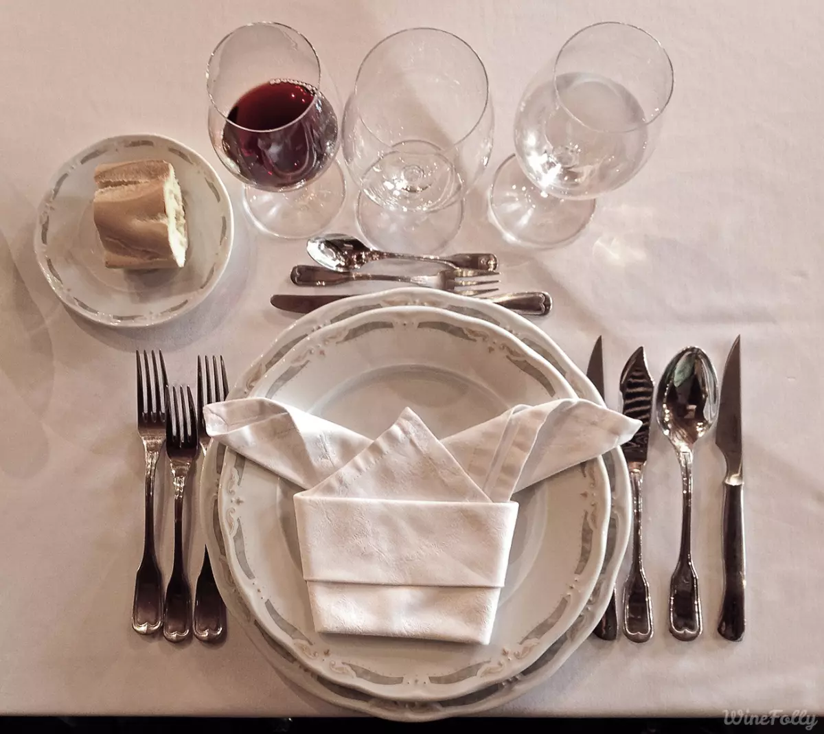 Formal Wine tasting Place Setting mise en place