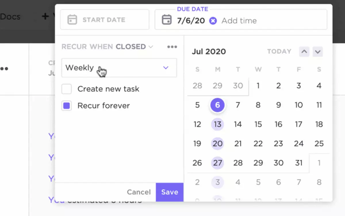 Recurring Tasks to streamline repetitive work in ClickUp