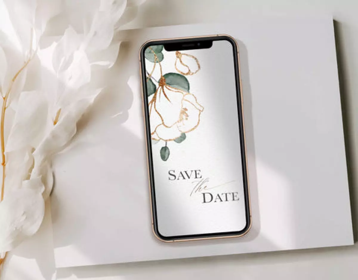 Save the date animated card on a mobile phone