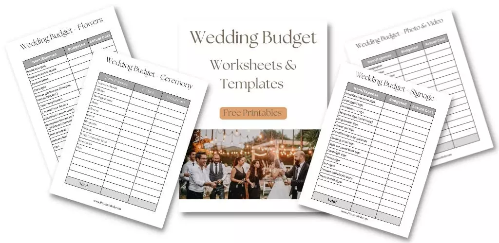 A free wedding vendor contact template that is used in a wedding planner. These sheets are sitting on a table.