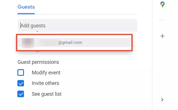 The image shows where you can add your guests’ email addresses.