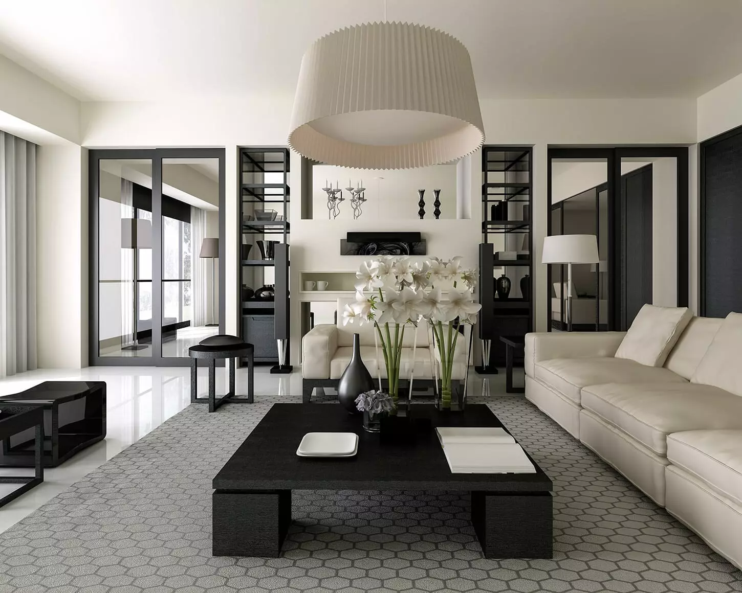 Black & white modern lounge by Decorilla designer