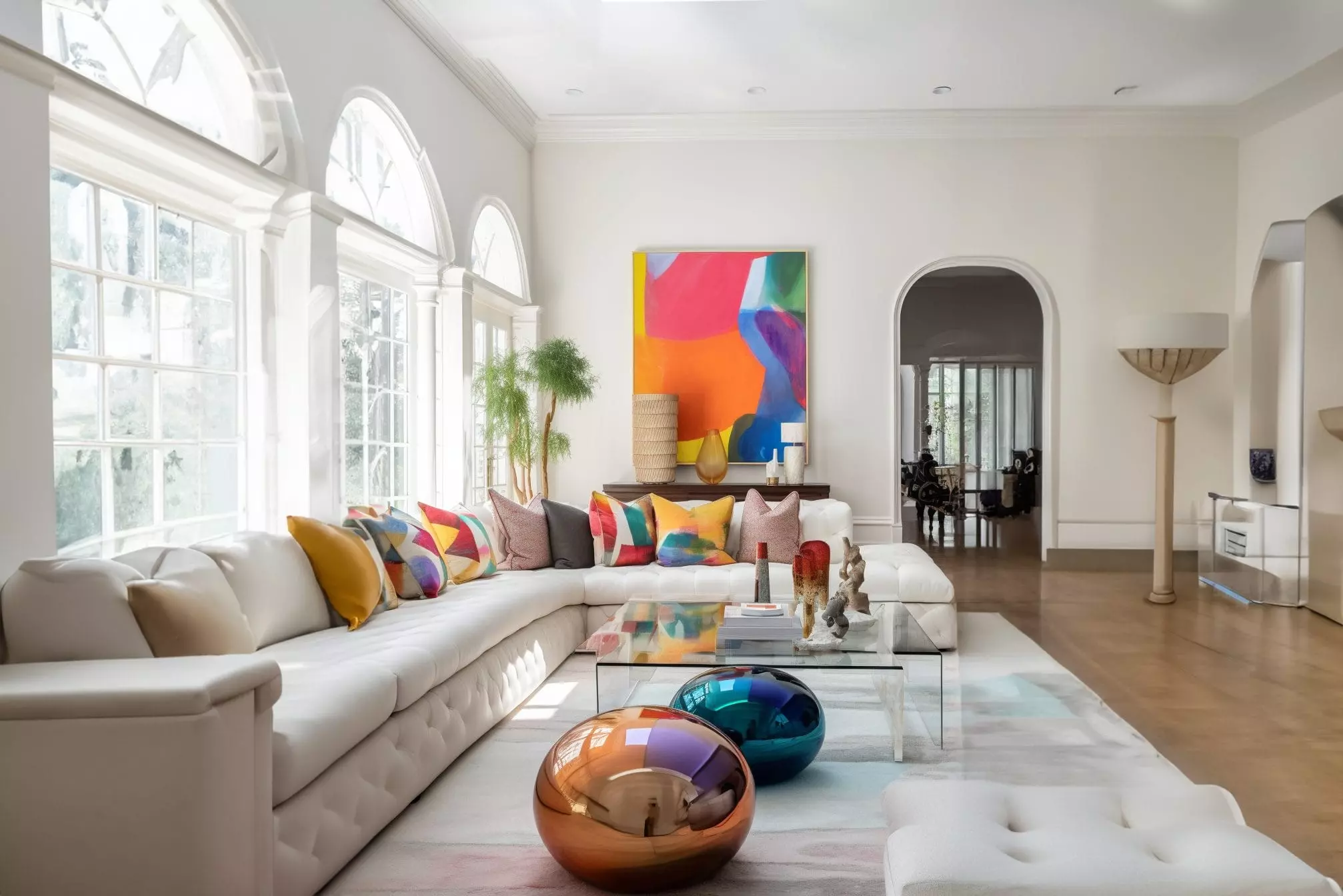 Dopamine decor loves modern rugs for living room, design by Decorilla