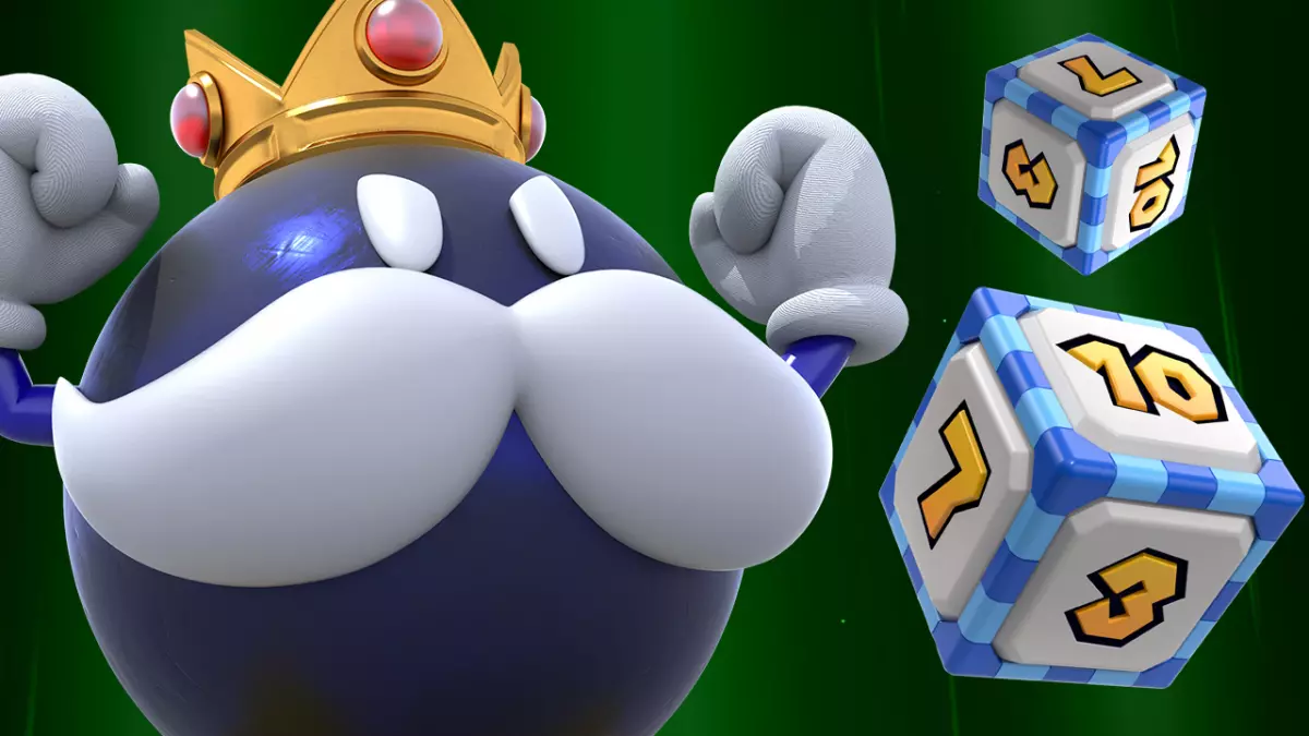 King Bob-omb and two dice blocks representing potential Mario Party Superstars DLC