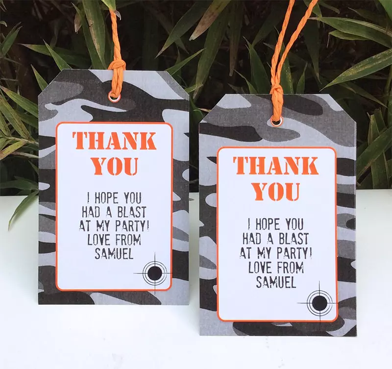 Nerf birthday party favor tags | thank you tags | printable template