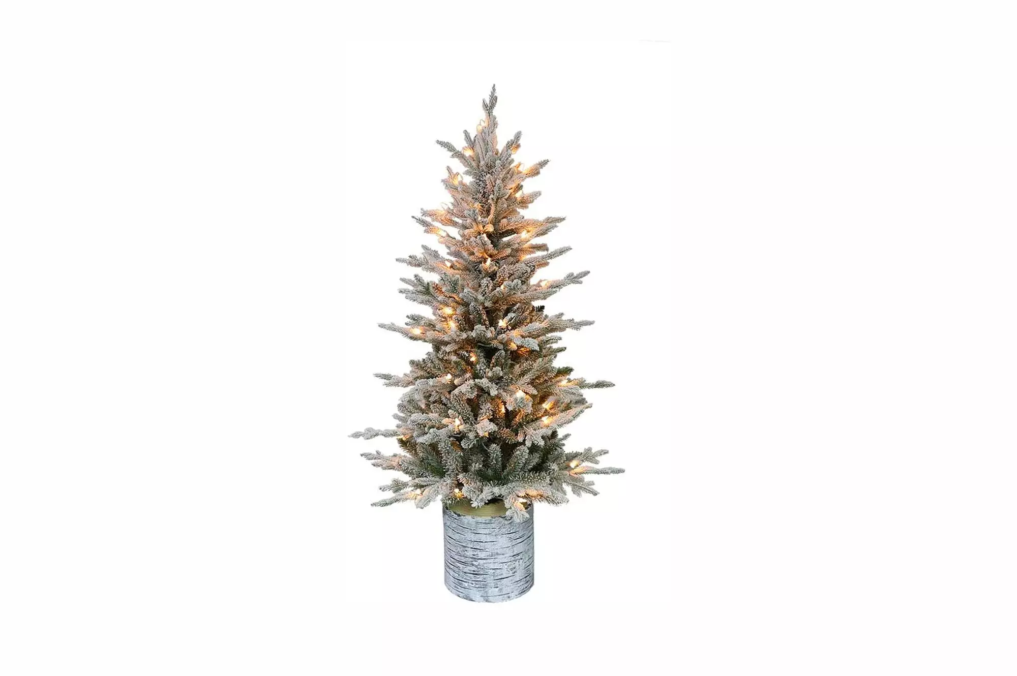 A small artificial Christmas tree.