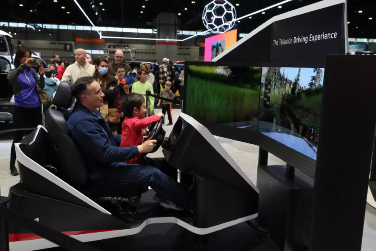 A driving simulation at the Chicago Auto Show