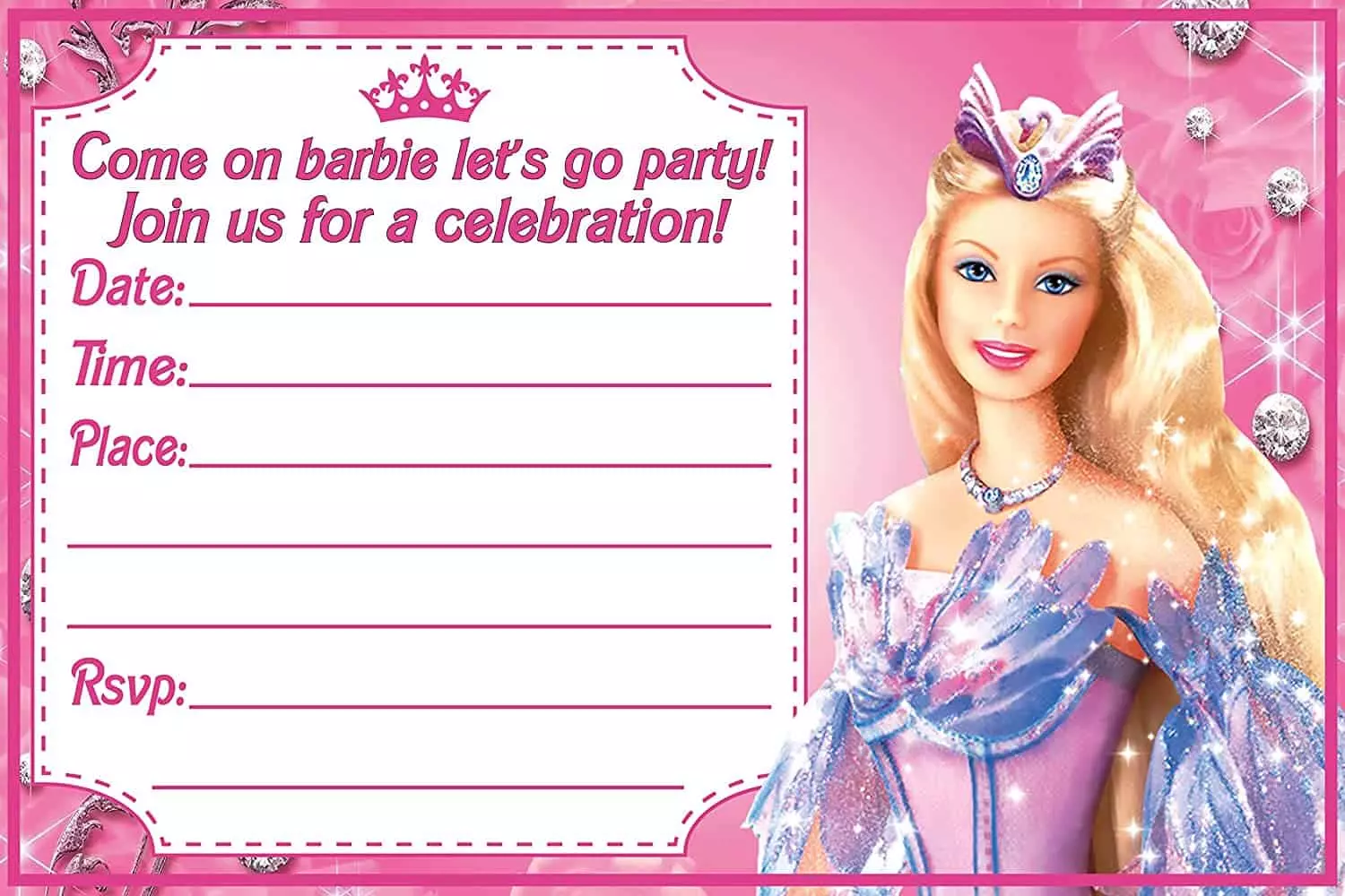 Barbie Invitation Cards and Envelopes