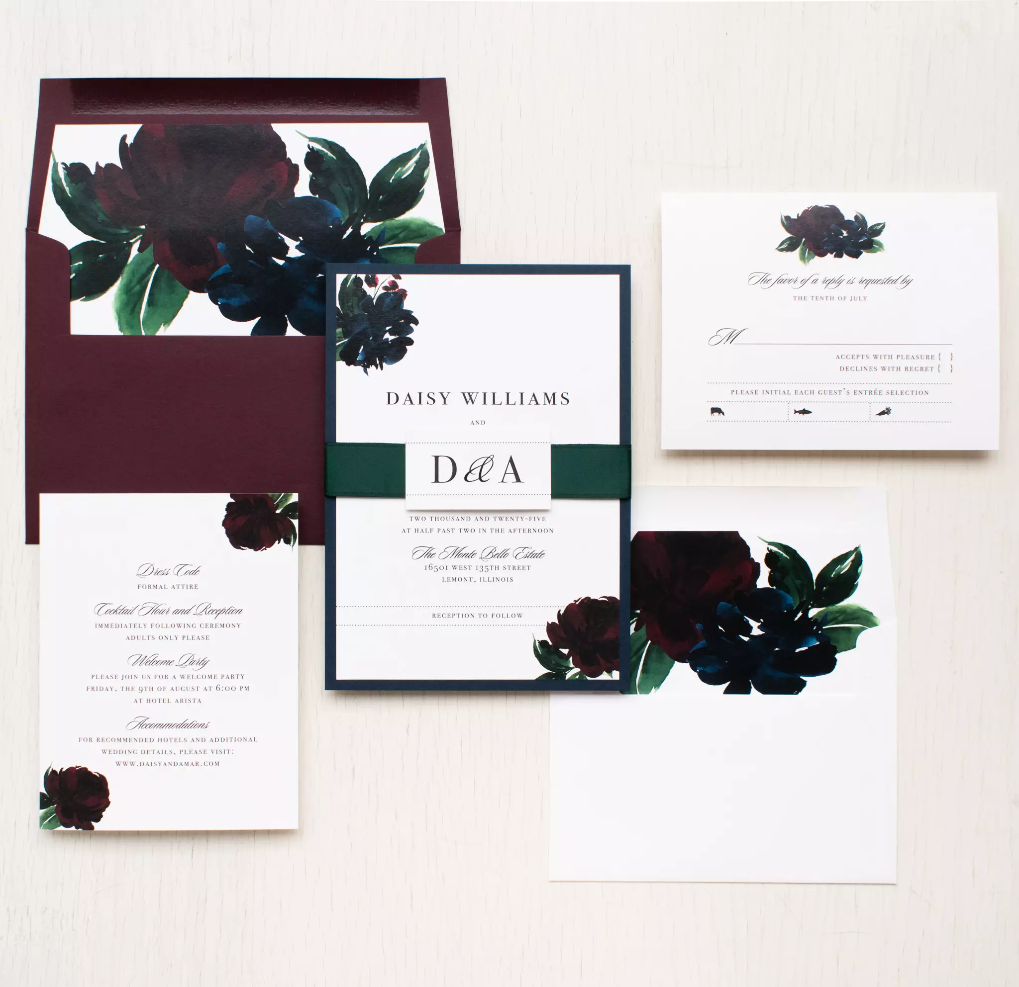 Moody Floral Wedding Invitations
