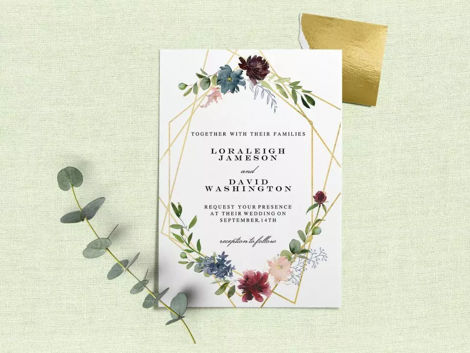 Geometric & Flowers - Wedding Invitation