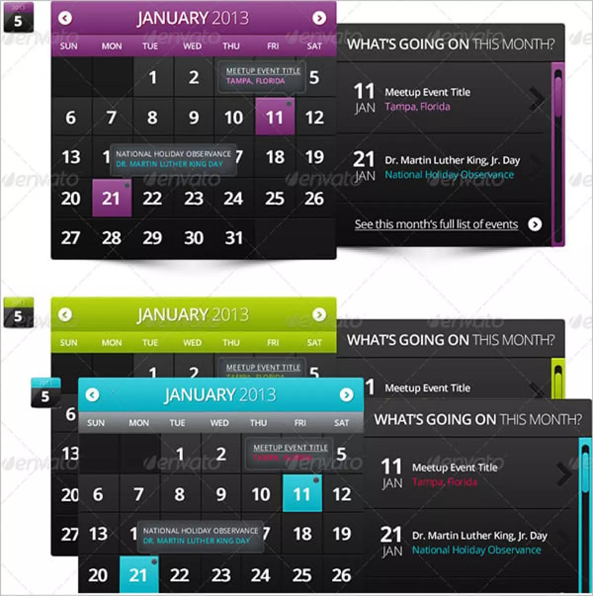 widget event calendar template