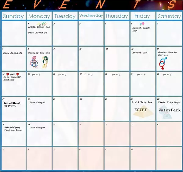 event calendar 2015 template