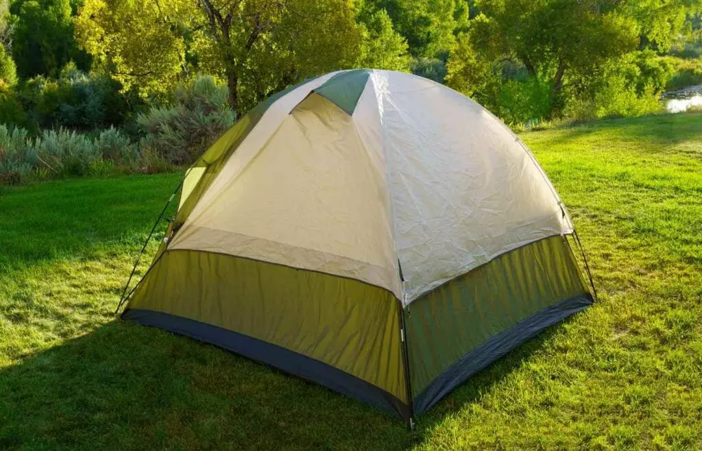 Camping tent in the backyard