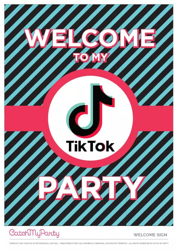 Free TikTok Party Printables - Welcome Sign