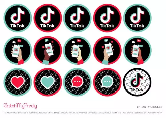 Free TikTok Party Printables - Cupcake Toppers