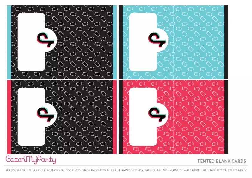 Free TikTok Party Printables - Blank Tented Cards