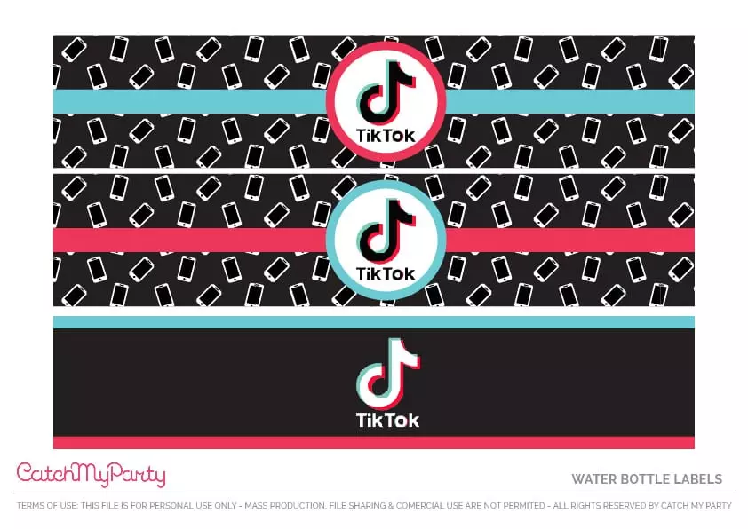 Free TikTok Party Printables - Water Bottle Labels