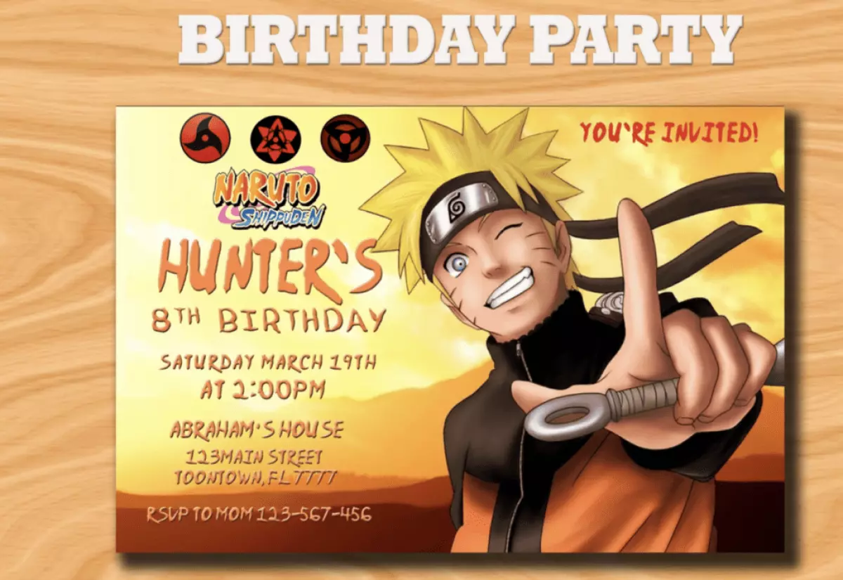 Personalized Naruto Birthday Invitation