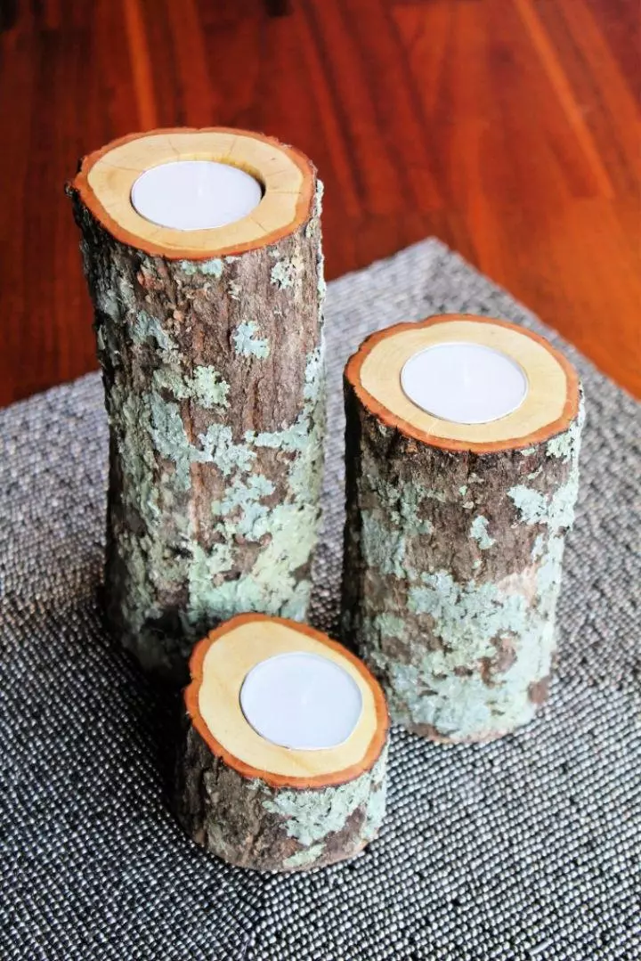Handmade Wooden Bowl Candle Holder
