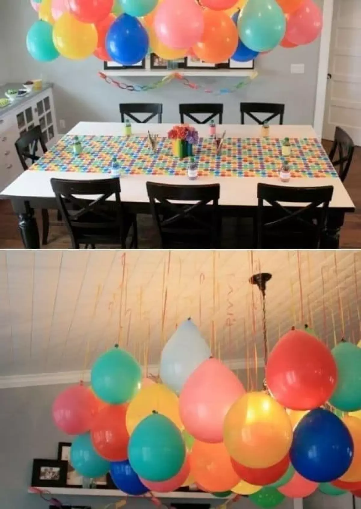 Colorful Balloon Clouds over the Dining Table