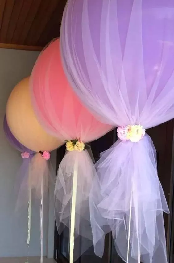 Pink Transparent Balloons and Golden Confetti