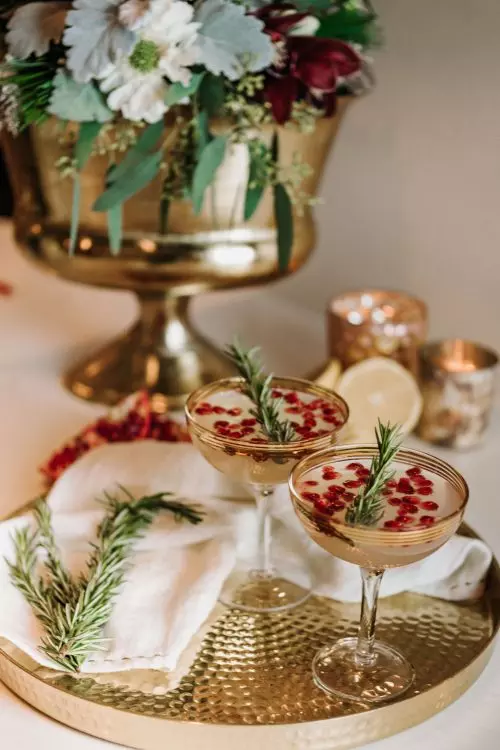 holiday bar cart idea for Christmas holiday cocktail party